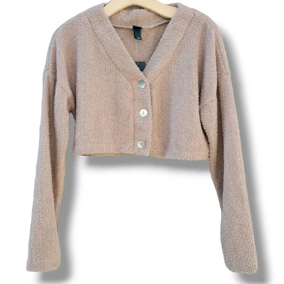 Wild Fable Women's Cropped Sherpa button-up top - various sizes​ - Picture 1 of 9